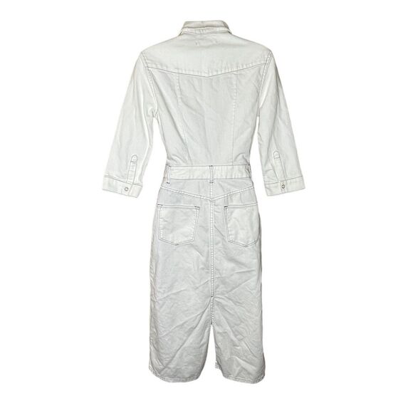 AllSaints Women's White Denim Button-Down Knee Length Dress Size 2 - Picture 2 of 5